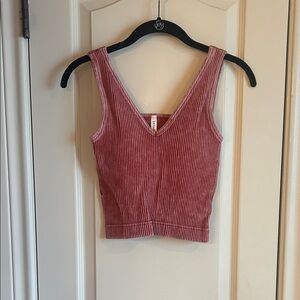 Rust colored striped cropped tank to with bra NEW